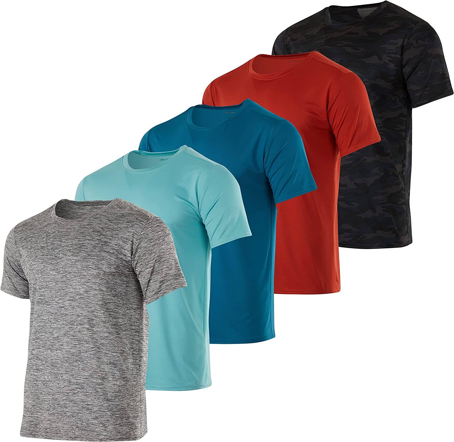 5 Pack: Men’s Dry-Fit Moisture Wicking Active Athletic Performance Crew T-Shirt - Image 5